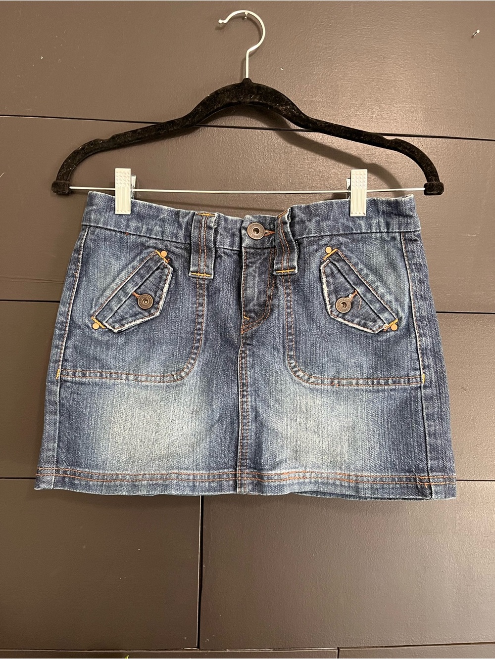 Vintage Y2K Blue Denim Low Waist Mini Jean Skirt Women’s Sz 2 Old Navy EUC